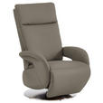 RELAXSESSEL in Leder Graubraun  - Edelstahlfarben/Graubraun, Design, Leder/Metall (70/108/80cm) - Cantus