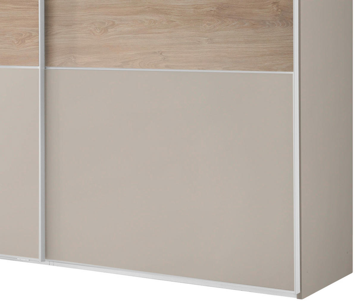 SCHWEBETÜRENSCHRANK  in Sandfarben, Eiche San Remo  - Sandfarben/Alufarben, MODERN, Glas/Holzwerkstoff (188/222/68cm) - MID.YOU