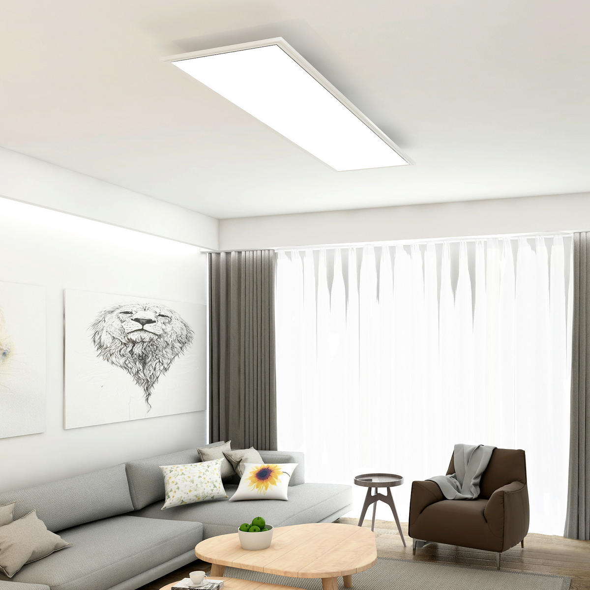 LED-DECKENLEUCHTE 119.5/29.5/6 cm   - Weiß, Design, Kunststoff (119.5/29.5/6cm)