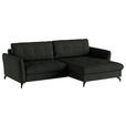 ECKSOFA in Flachgewebe, Leinenoptik Anthrazit  - Anthrazit/Schwarz, Design, Textil/Metall (242/170cm) - Xora