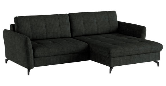 ECKSOFA in Flachgewebe, Leinenoptik Anthrazit  - Anthrazit/Schwarz, Design, Textil/Metall (242/170cm) - Xora