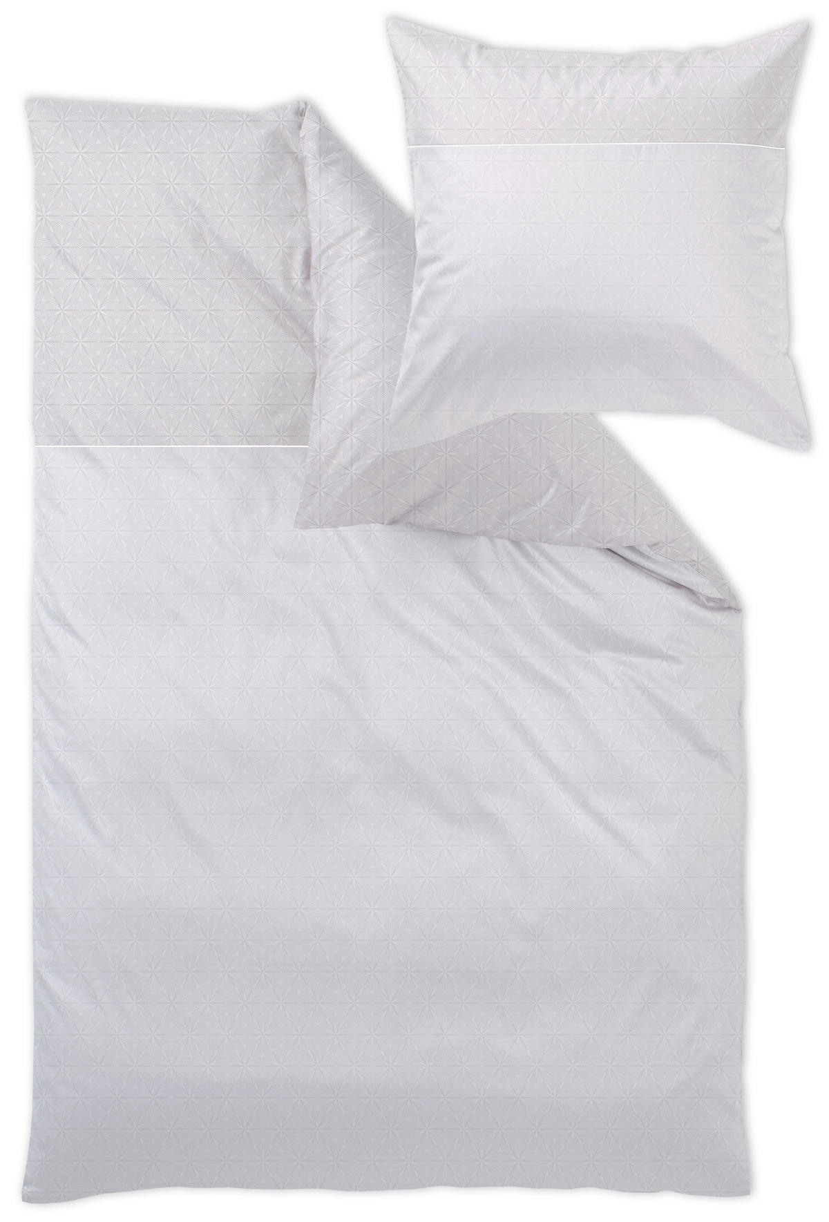 POSTELJNINA GRACEFUL 140/200 cm damast bela, rjavosiva  - rjavosiva/bela, Konvencionalno, tekstil (140/200cm) - Curt Bauer