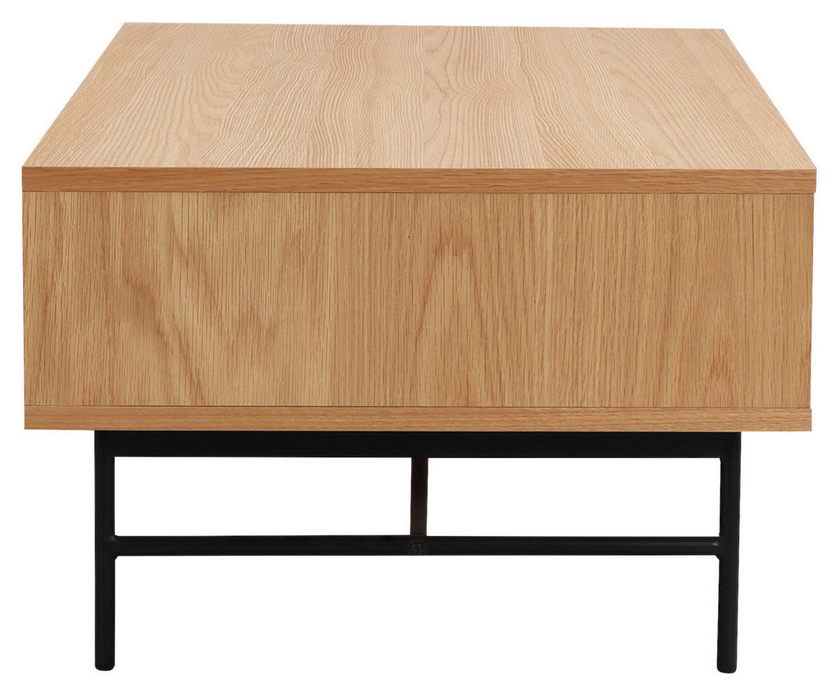 COUCHTISCH Eiche furniert 120/60/40 cm rechteckig Schwarz, Eichefarben  - Eichefarben/Goldfarben, Design, Holz/Holzwerkstoff (120/60/40cm) - Boxxx