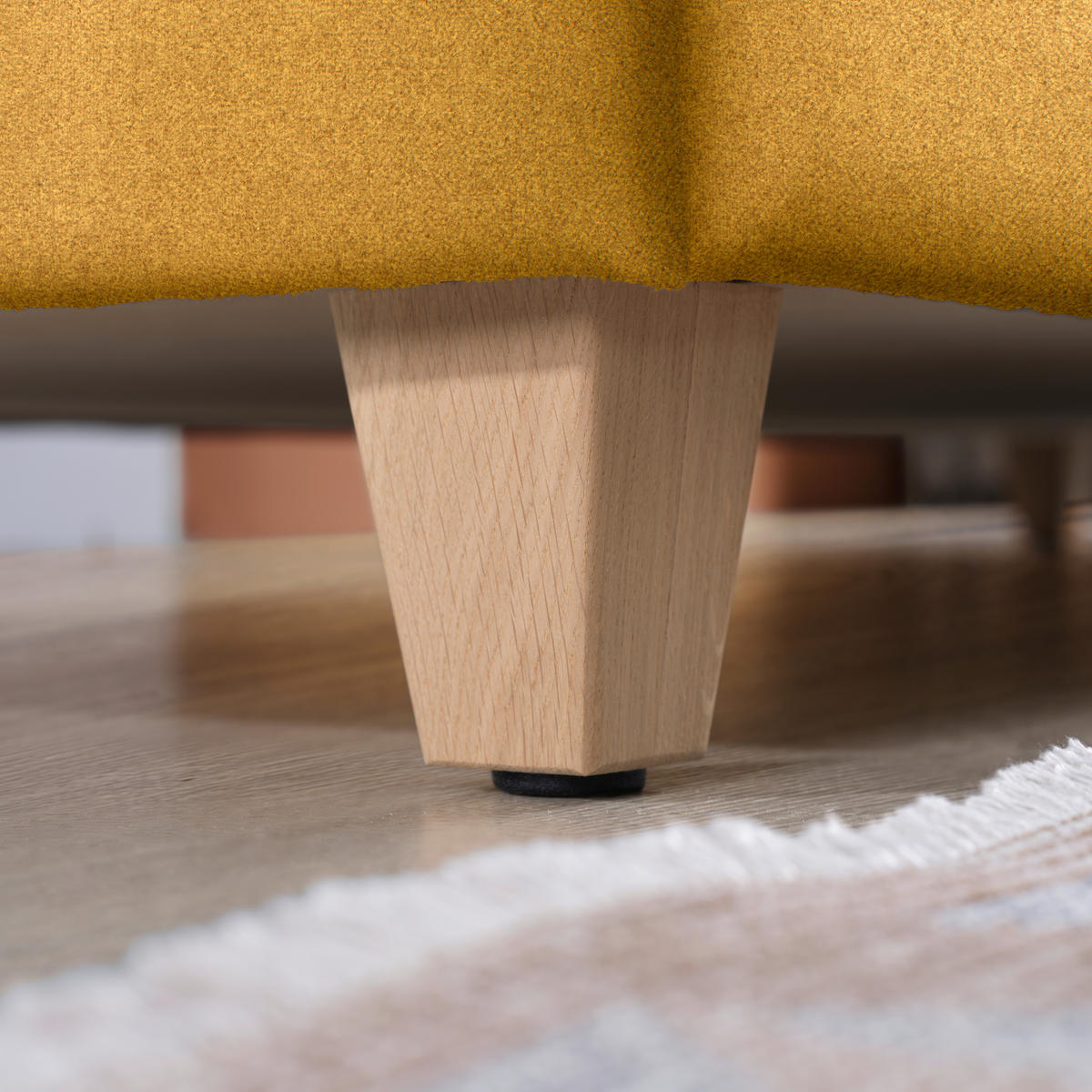 ECKSOFA in Flachgewebe Senfgelb  203/261 cm  - Eichefarben/Senfgelb, KONVENTIONELL, Holz/Textil (203/261cm) - Sedda