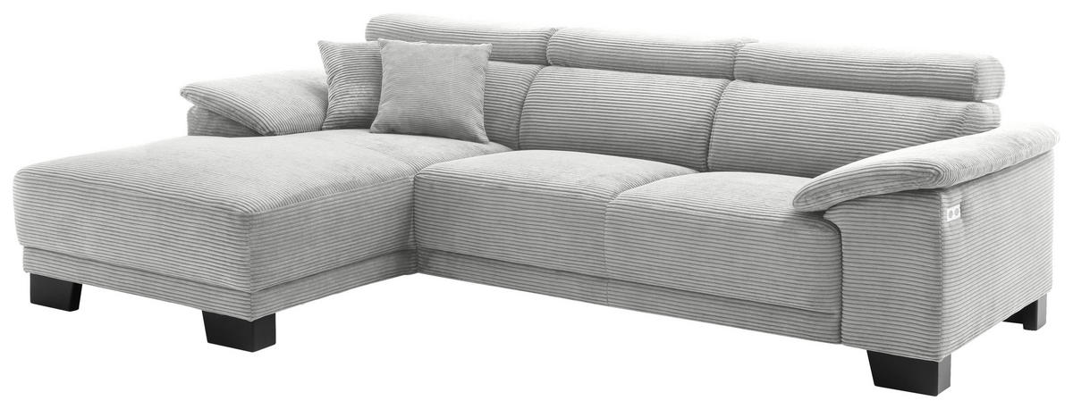ECKSOFA in Cord Grau  174/270 cm  - Schwarz/Grau, Design, Holz/Textil (174/270cm) - Pure Home Lifestyle