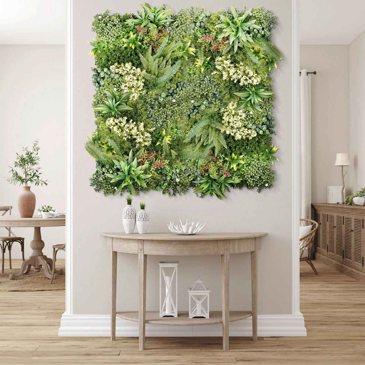 Wandverkleidung Pflanzenwand  Kunststoff  - Hellrot/Hellgrün, Trend, Kunststoff (50/50cm) - Floordirekt