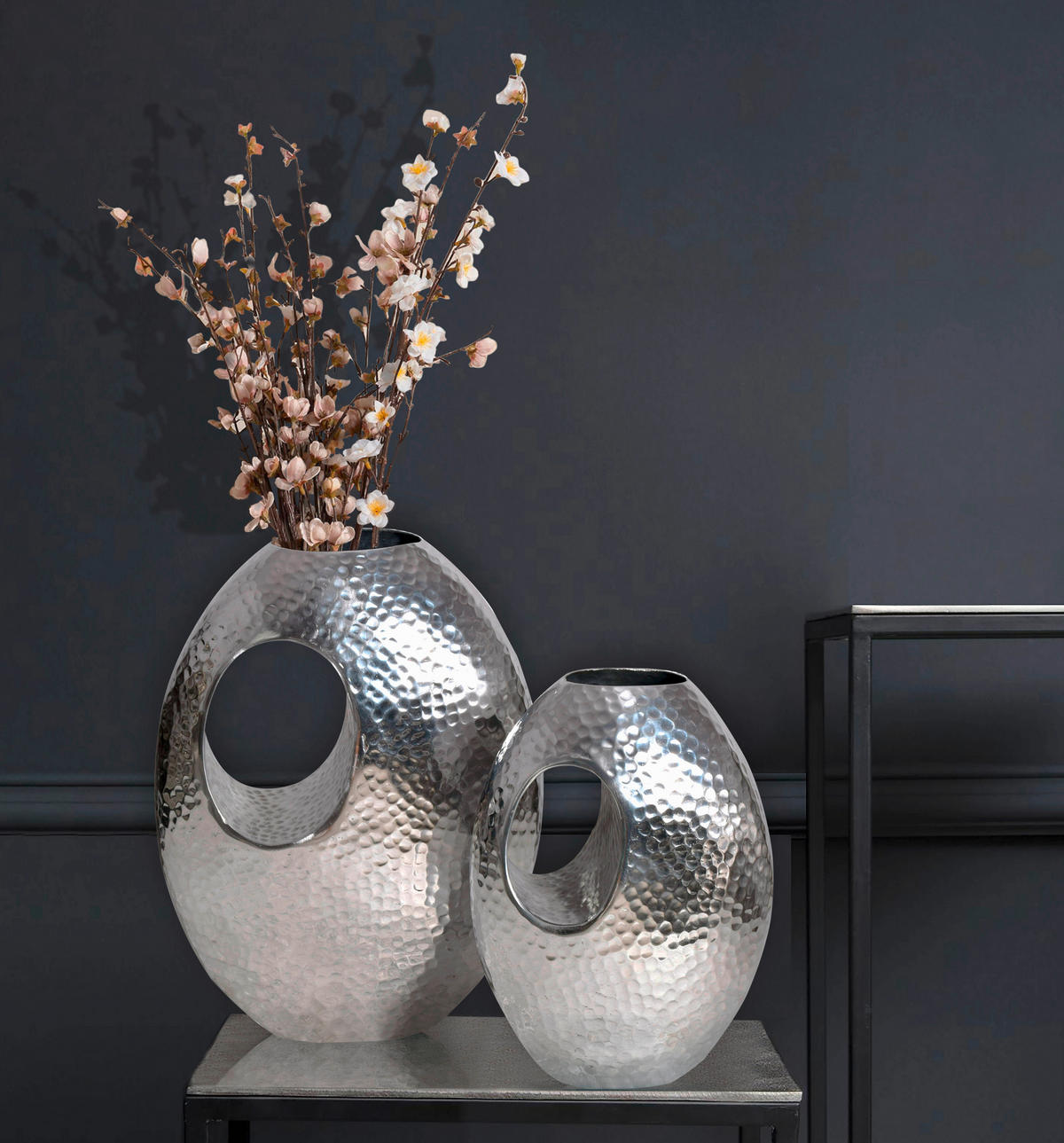 VASE 39 / 31 cm  - Silberfarben, Design, Metall (29/39/16,5cm) - Livetastic