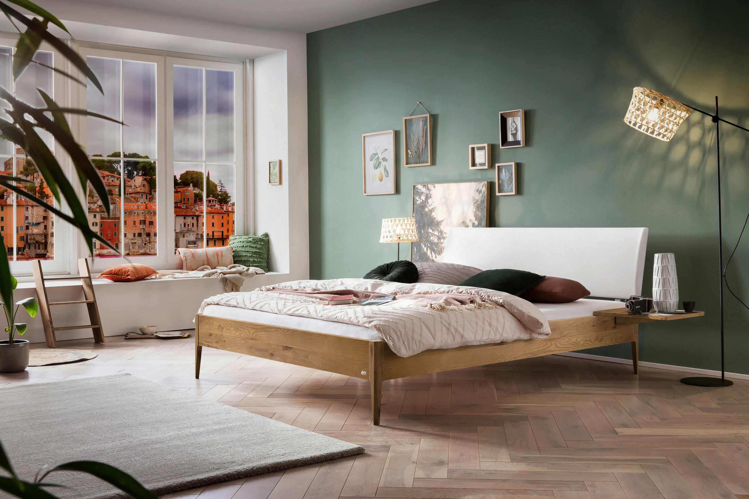 BETT 180/200 cm  in Weiß, Wildeiche  - Wildeiche/Weiß, KONVENTIONELL, Holz (180/200cm) - Hasena