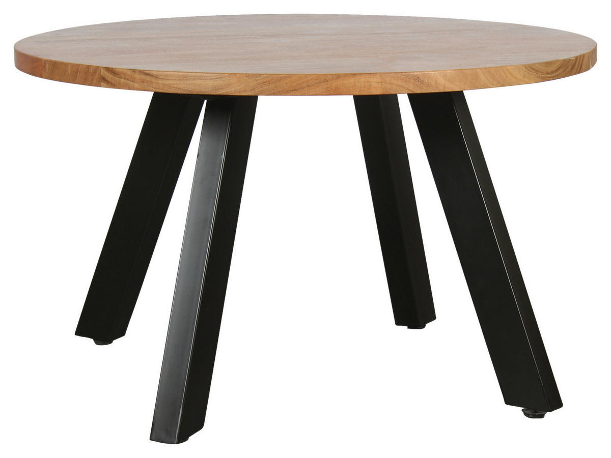 COUCHTISCH Akazie vollmassiv rund Akaziefarben, Schwarz  - Schwarz/Akaziefarben, Design, Holz/Metall (75/47cm) - Livetastic