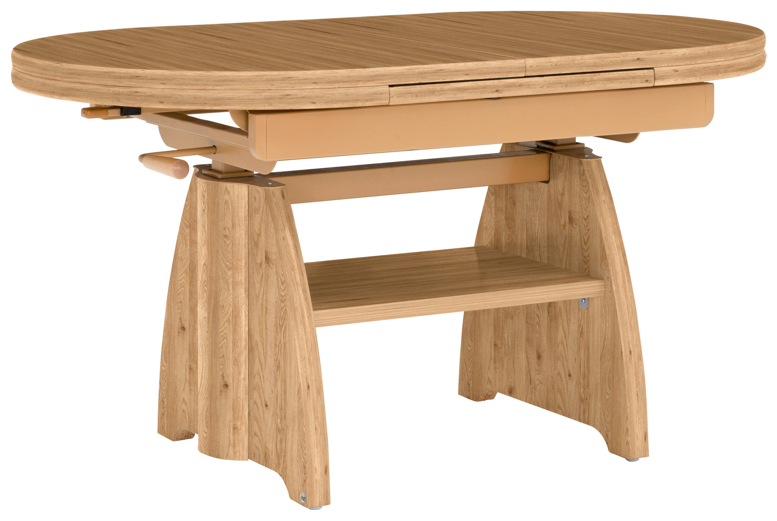 COUCHTISCH Wildeiche furniert 110-130,5/65/56-75 cm oval Eiche Bianco, Wildeiche  - Wildeiche/Eiche Bianco, KONVENTIONELL, Holzwerkstoff/Metall (110-130,5/65/56-75cm) - Venda