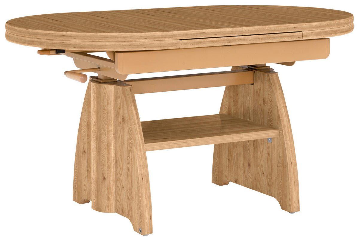 COUCHTISCH Wildeiche furniert 110-130,5/65/56-75 cm oval Eiche Bianco, Wildeiche  - Wildeiche/Eiche Bianco, KONVENTIONELL, Holzwerkstoff/Metall (110-130,5/65/56-75cm) - Venda