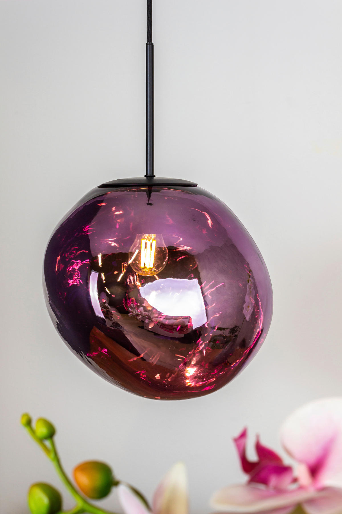 HÄNGELEUCHTE Canopus 28/150 cm   - Lila, Basics, Glas (28/150cm)