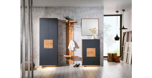 SCHUHSCHRANK  in 72/112/37 cm  - Eichefarben/Anthrazit, MODERN, Glas/Holz (72/112/37cm) - Linea Natura