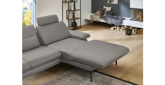 ECKSOFA in Echtleder Silberfarben 310/180 cm - Silberfarben/Schwarz, Design, Leder/Metall (310/180cm) - Dieter Knoll