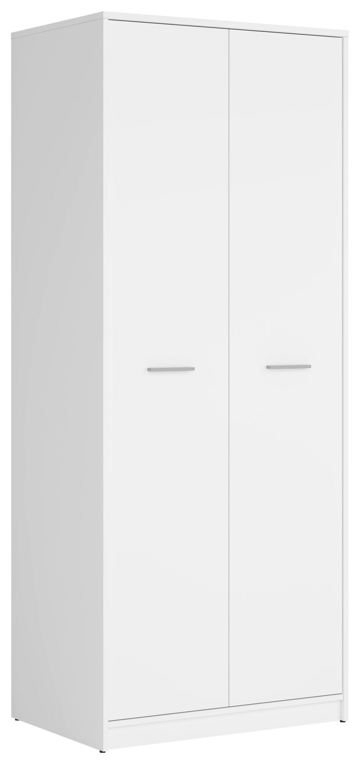 DREHTÜRENSCHRANK 80/197/54,5 cm 2-türig Weiß  - Silberfarben/Weiß, MODERN, Holzwerkstoff/Kunststoff (80/197/54,5cm) - MID.YOU