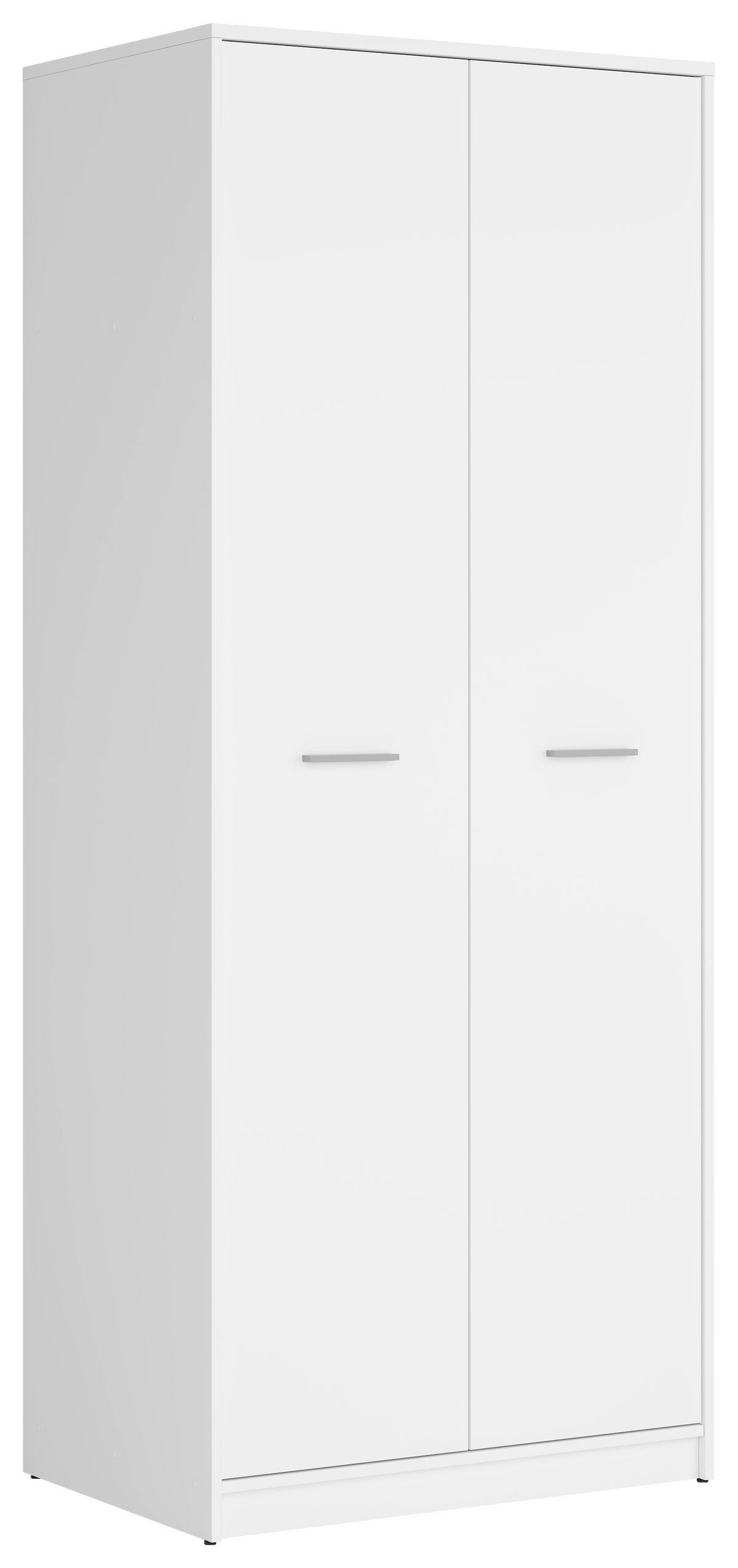 DREHTÜRENSCHRANK 80/197/54,5 cm,  in Weiß, 2-türig  - Silberfarben/Weiß, MODERN, Holzwerkstoff/Kunststoff (80/197/54,5cm) - MID.YOU