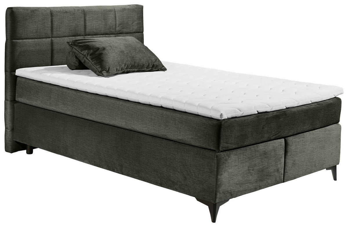BOXSPRINGBETT 140/200 cm  in Dunkelgrün  - Dunkelgrün/Schwarz, Design, Holzwerkstoff/Kunststoff (140/200cm) - Xora