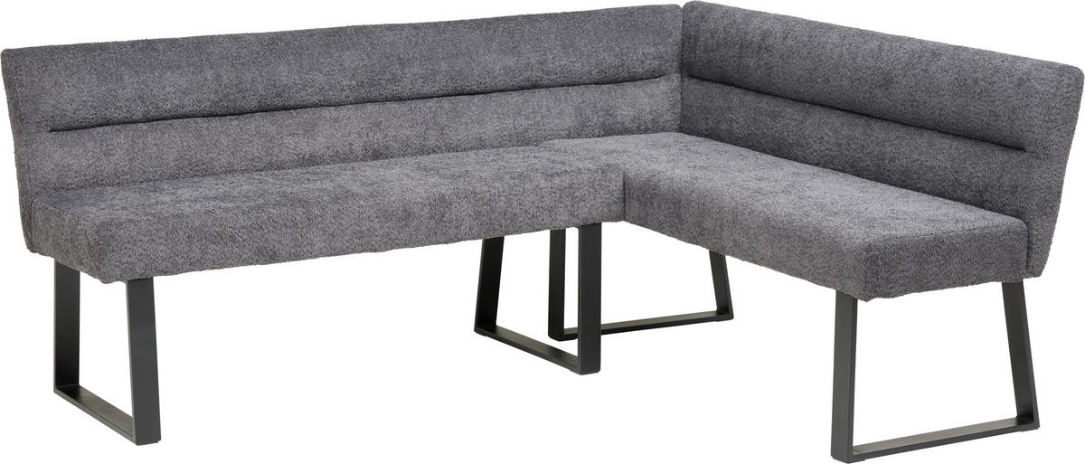 ECKBANK 190/150 cm Webstoff, Bouclé Dunkelgrau   - Dunkelgrau/Schwarz, KONVENTIONELL, Textil/Metall (190/150cm) - MID.YOU