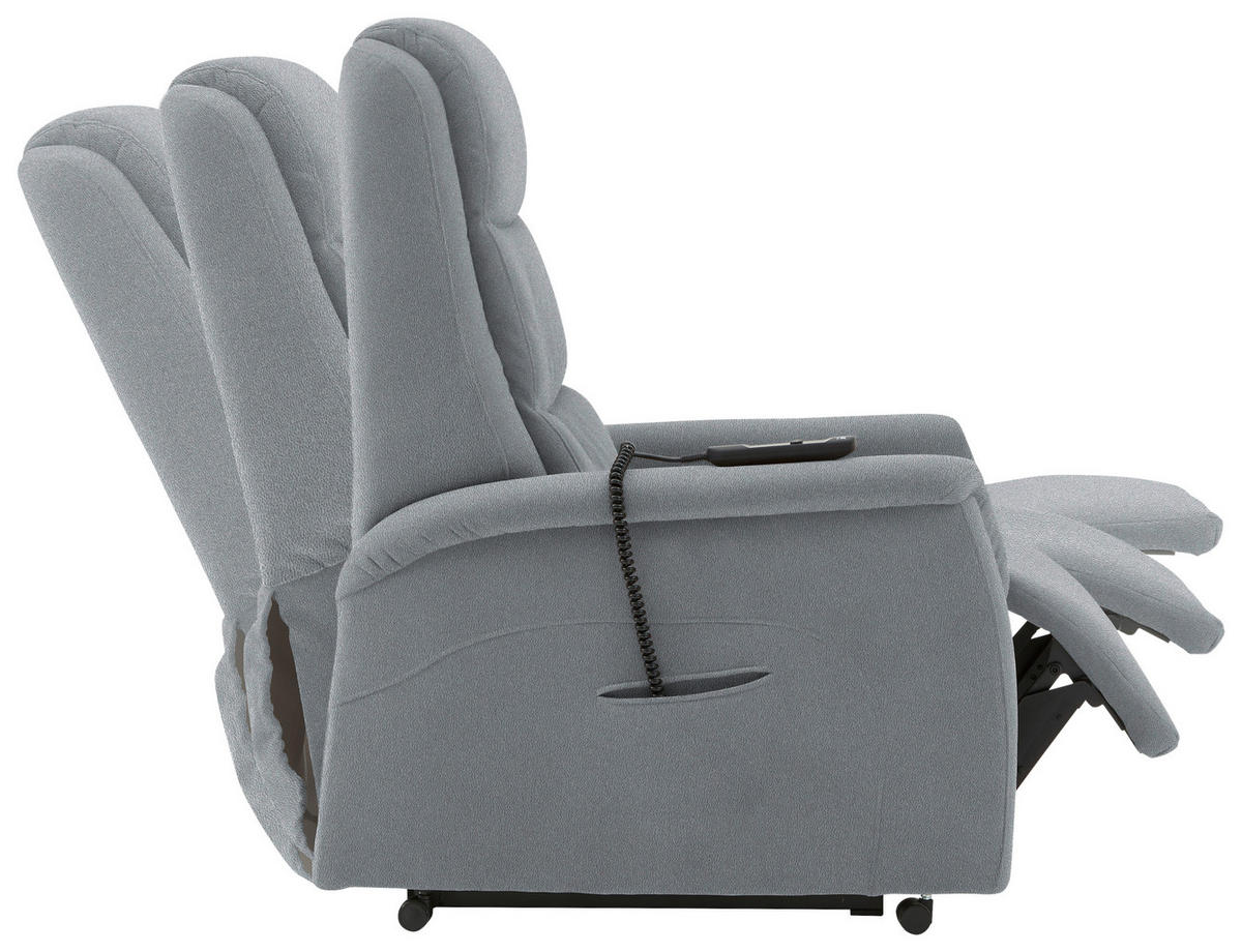 FERNSEHSESSEL Valdera  mit Relaxfunktion, Aufstehhilfe, Rücken echt Mikrofaser Hellgrau  - Hellgrau/Schwarz, KONVENTIONELL, Kunststoff/Textil (70/107/88cm) - Livetastic