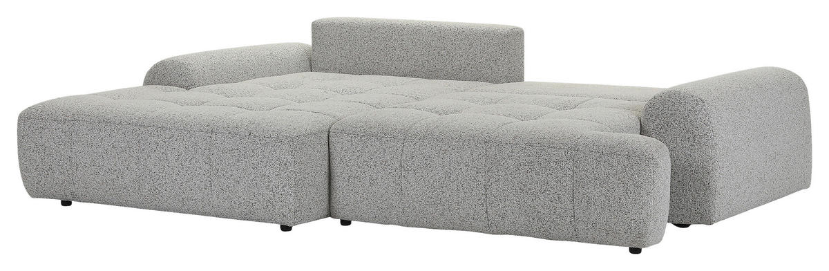 Ecksofa mit Funktion Greige Flachgewebe Zierkissen, Rückenkissen, Bettkasten, Schlaffunktion, Rücken echt, Liegefläche im Originalstoff  - Greige/Schwarz, KONVENTIONELL, Kunststoff/Textil (190/277cm) - Carryhome