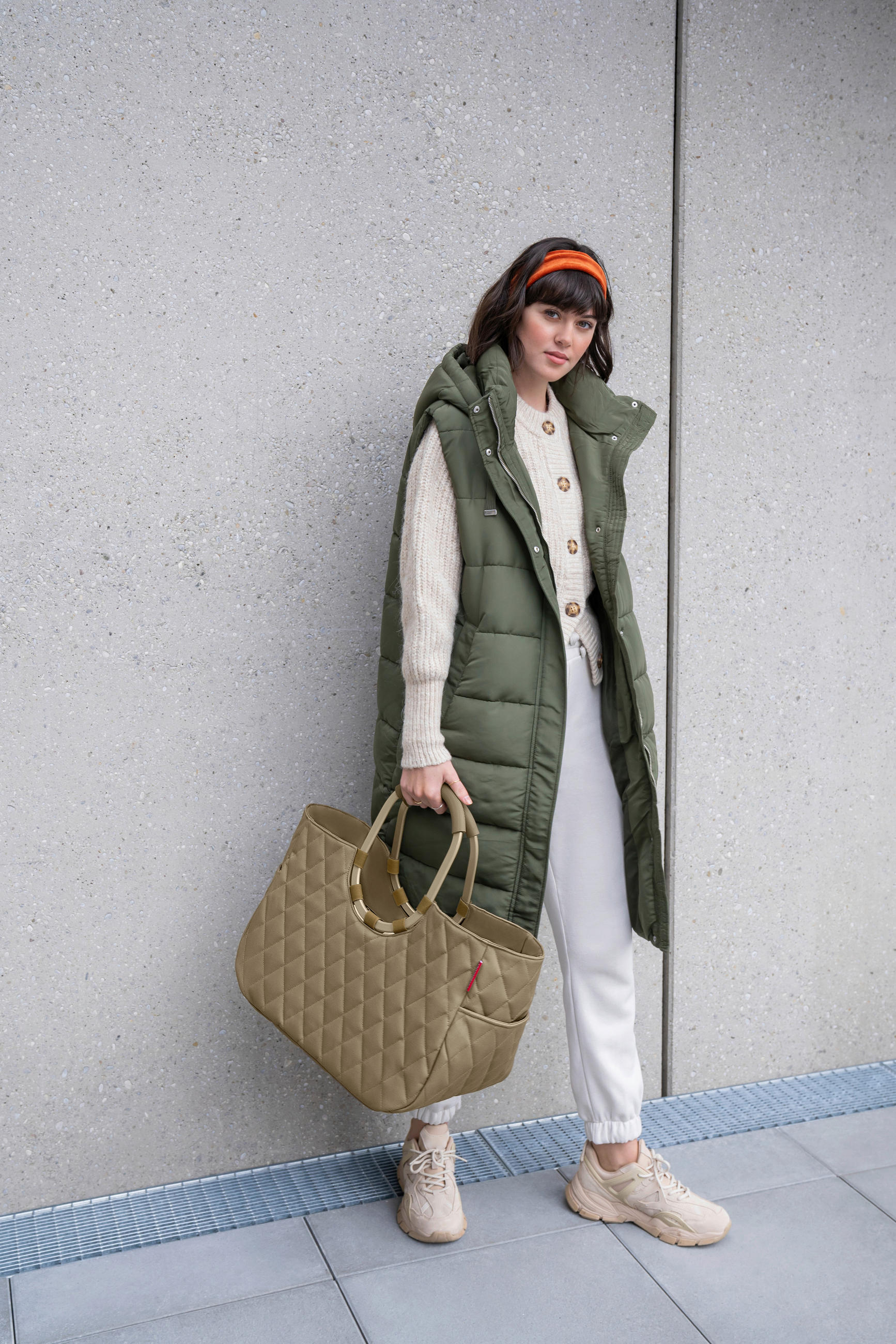 EINKAUFSKORB Rhombus Olive 25 L  - Roségold/Olivgrün, Basics, Textil (46/34,5/25cm) - Reisenthel