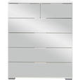 KOMMODE , 82/102/42 cm, 6 Schublade(n)  - Alufarben/Weiß, Design, Glas/Holzwerkstoff (82/102/42cm) - Carryhome