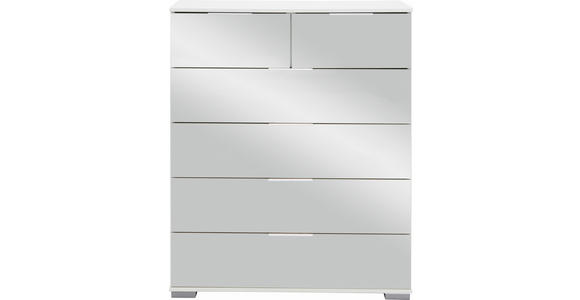 KOMMODE , 82/102/42 cm, 6 Schublade(n)  - Alufarben/Weiß, Design, Glas/Holzwerkstoff (82/102/42cm) - Carryhome