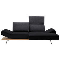 ECKSOFA Flachgewebe Schwarz  - Chromfarben/Schwarz, Design, Holz/Textil (240/132cm) - Koinor
