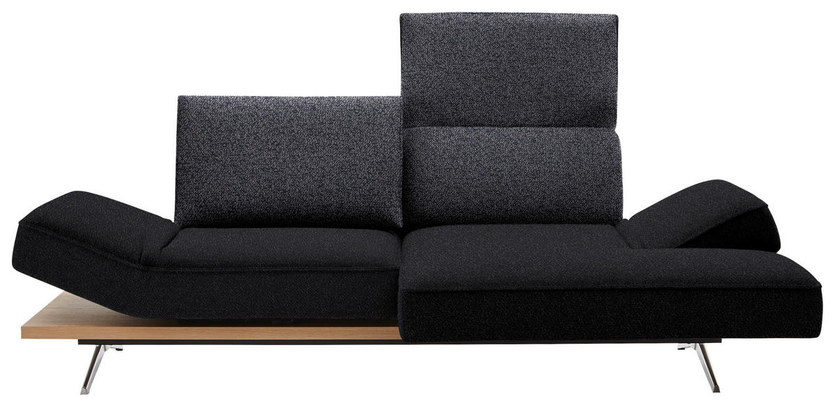 ECKSOFA Flachgewebe Schwarz  - Chromfarben/Schwarz, Design, Holz/Textil (240/132cm) - Koinor