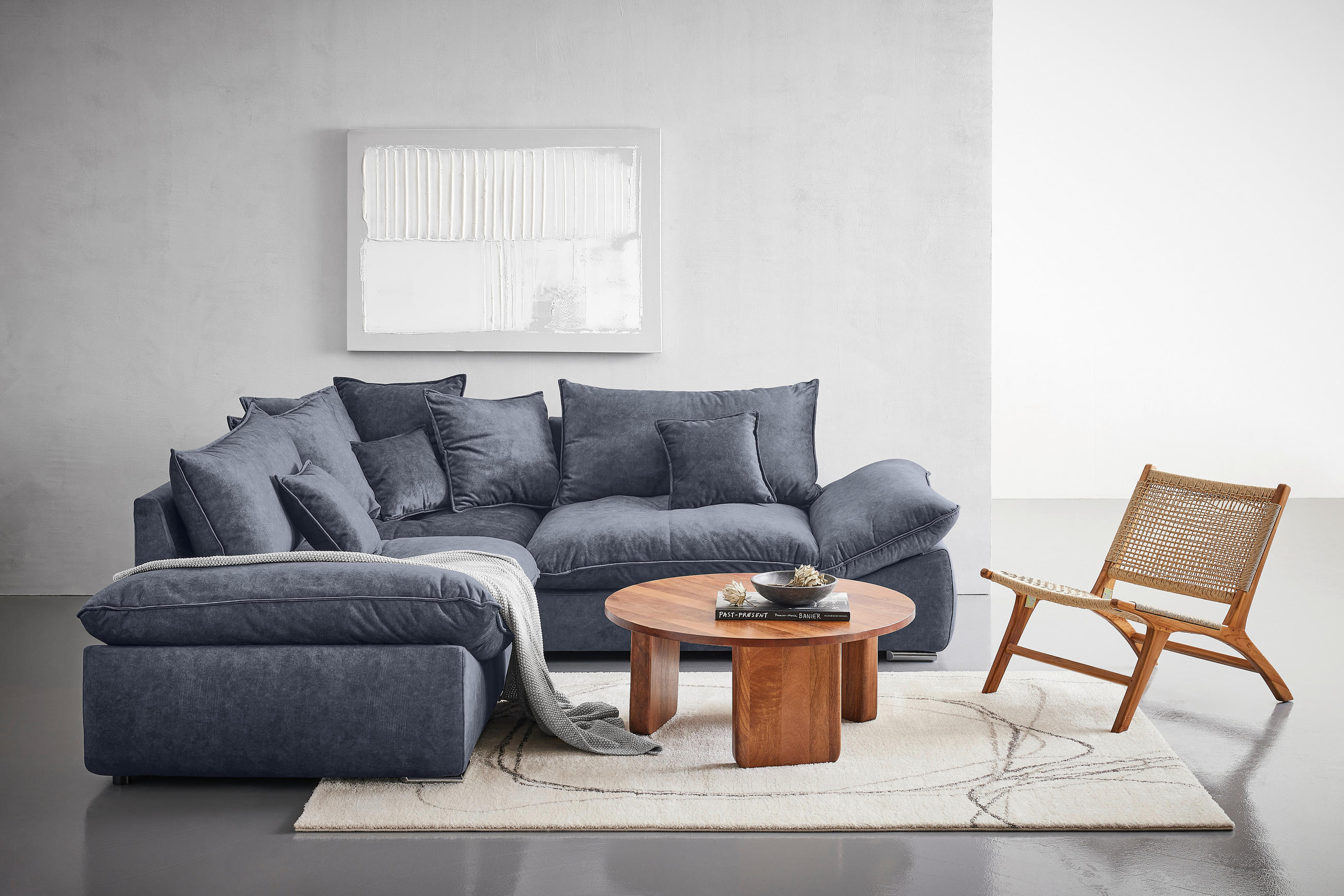 ECKSOFA Anthrazit Velours  - Chromfarben/Anthrazit, KONVENTIONELL, Kunststoff/Textil (247/247cm) - Carryhome