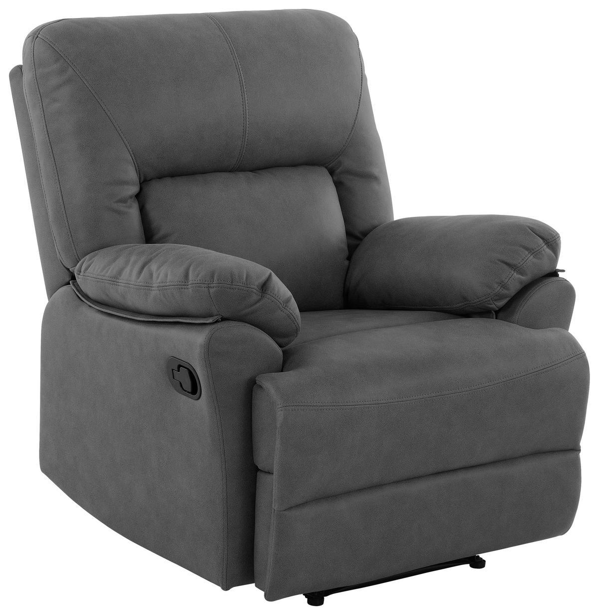 RELAXSESSEL Mikrofaser    - Schwarz/Grau, KONVENTIONELL, Textil/Metall (89/99.5/94cm) - Livetastic