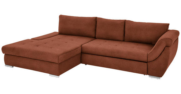 ECKSOFA in Flachgewebe Rostfarben  - Rostfarben/Silberfarben, Design, Textil/Metall (174/306cm) - Carryhome