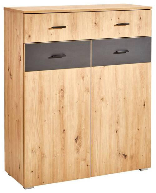 SCHUHSCHRANK Anthrazit, Eiche Artisan  - Anthrazit/Silberfarben, KONVENTIONELL, Holzwerkstoff/Kunststoff (90/109,9/38cm) - Carryhome