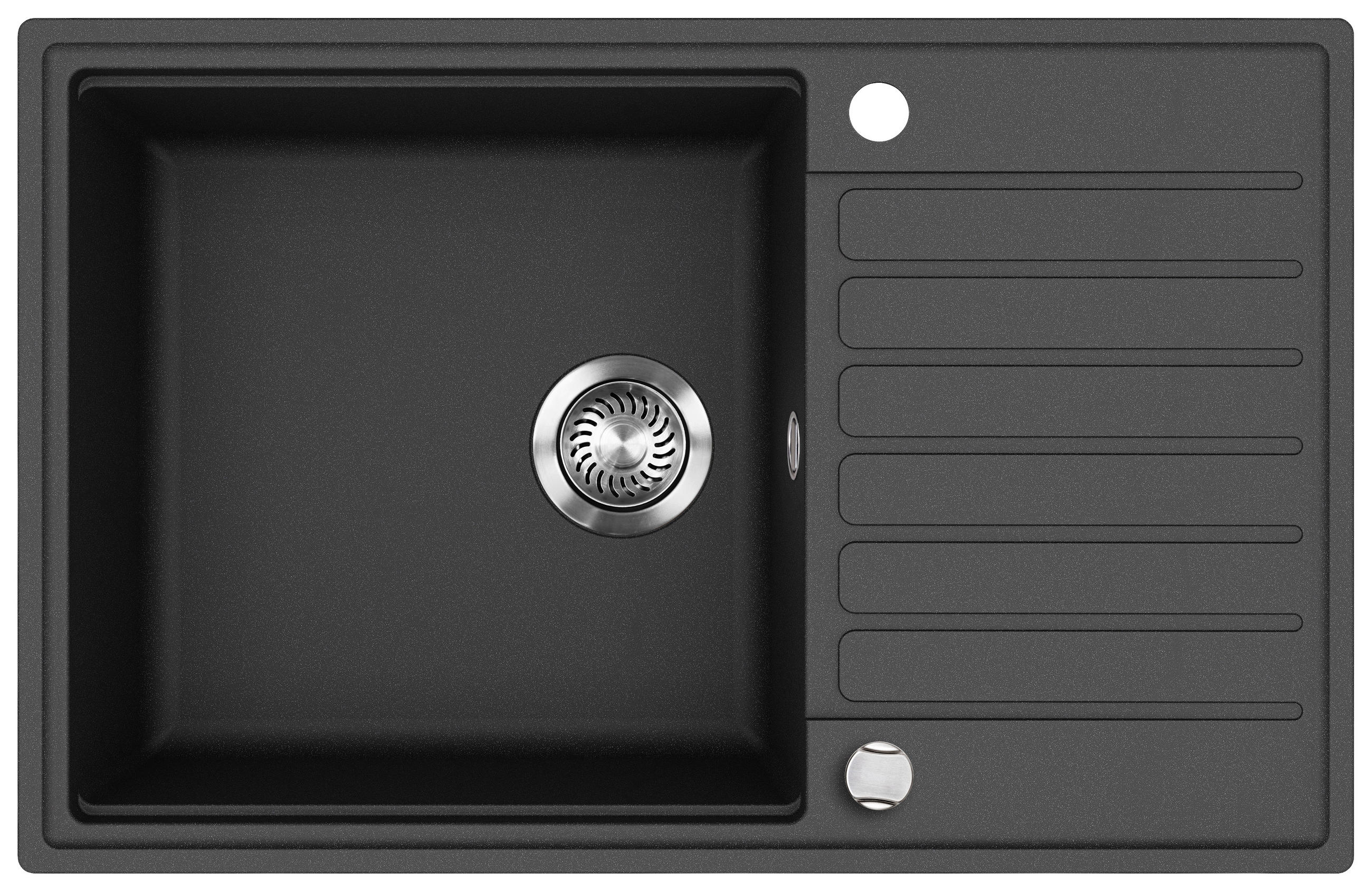 SPÜLE TILA105BL  - Schwarz, Basics, Stein (78/20/50cm) - Visiona