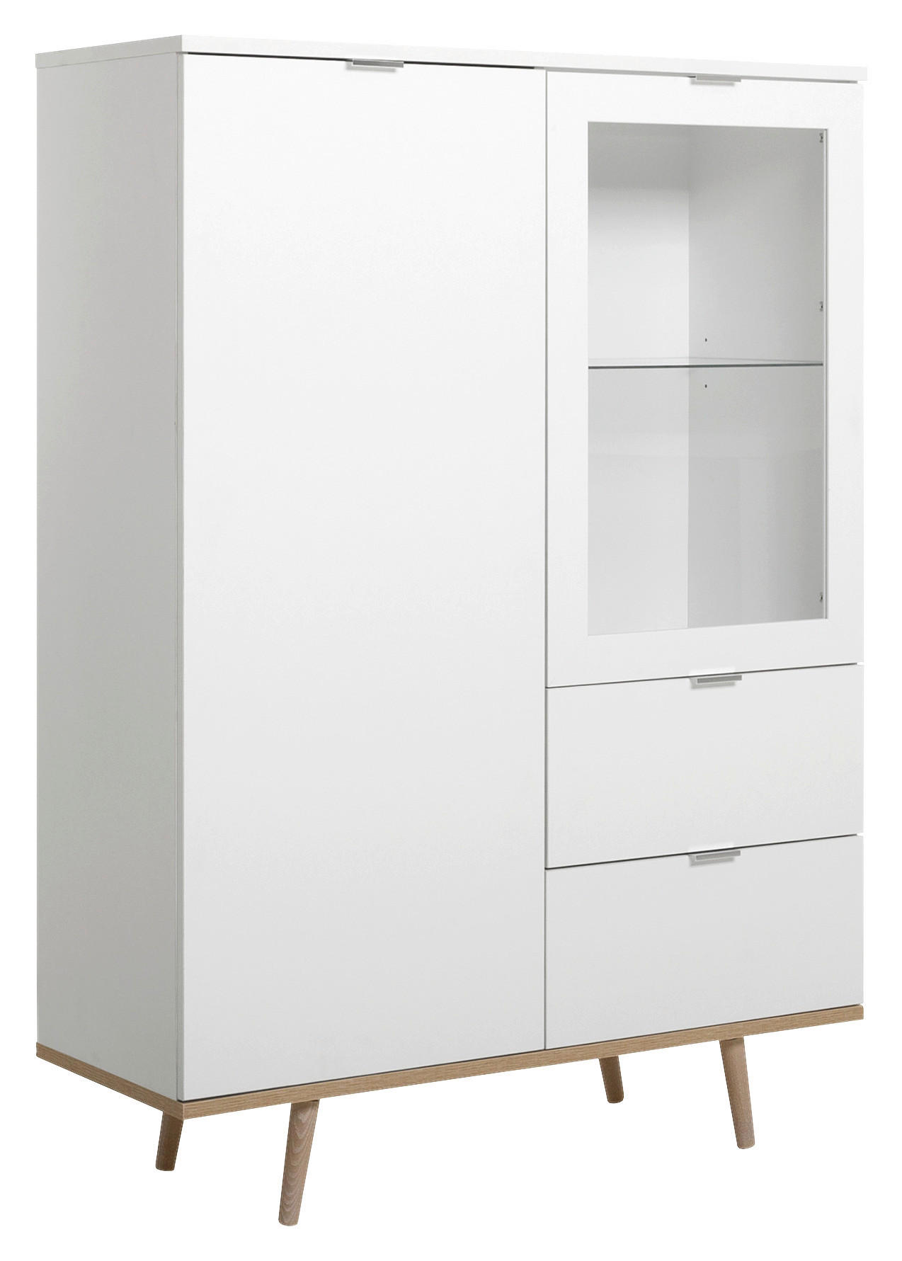 HIGHBOARD in 100/140/40 cm - Eichefarben/Alufarben, KONVENTIONELL, Glas/Holz (100/140/40cm) - MID.YOU