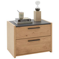 NACHTSCHRANK 65,2/48,6/46 cm, Anthrazit, Eichefarben, furniert  - Eichefarben/Anthrazit, KONVENTIONELL, Holz/Holzwerkstoff (65,2/48,6/46cm) - hülsta