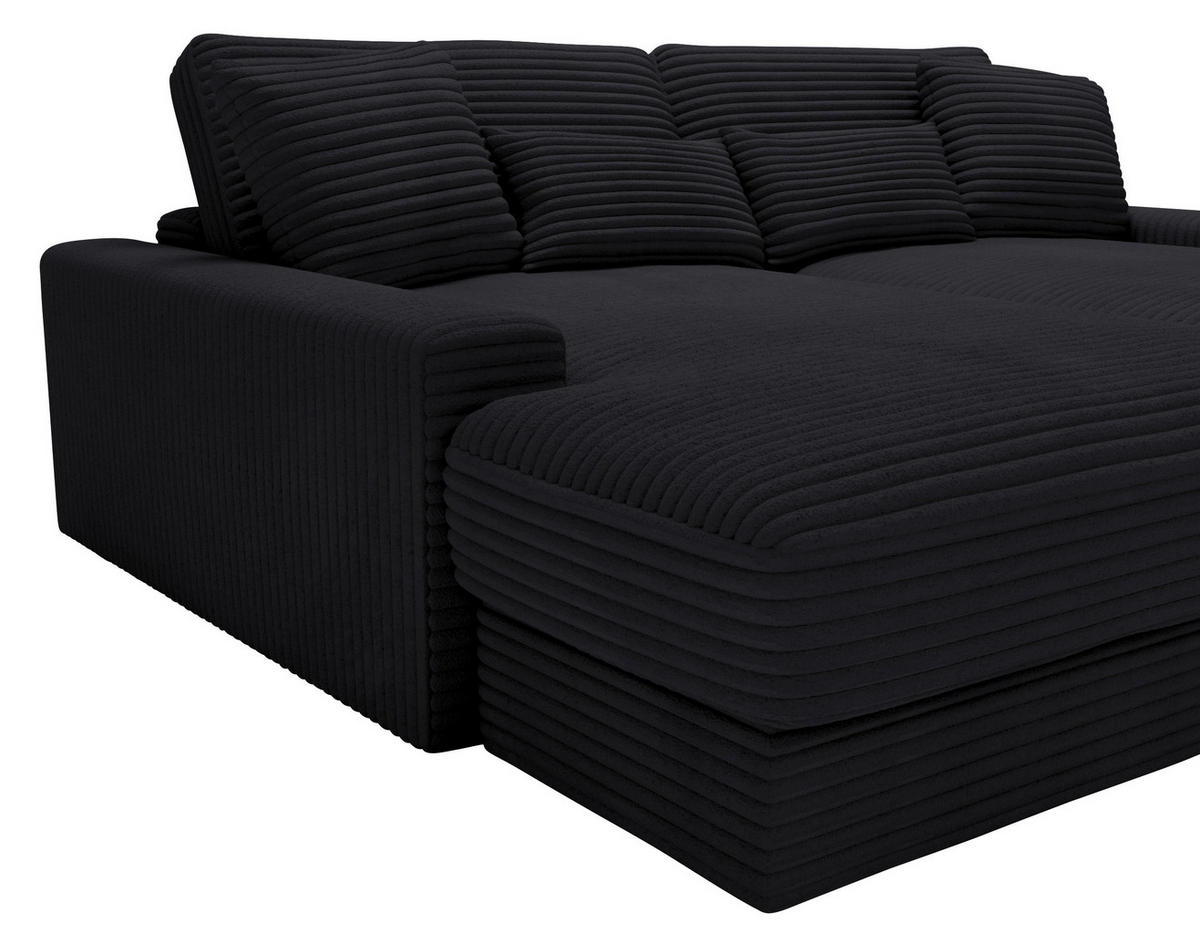 BIGSOFA in Cord Schwarz  - Schwarz, MODERN, Kunststoff/Textil (230/85/190cm) - Carryhome