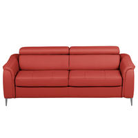 SCHLAFSOFA PAFOS Rot Echtleder Lederlook  - Rot/Schwarz, Design, Leder/Textil (203/77-98/103cm) - MID.YOU