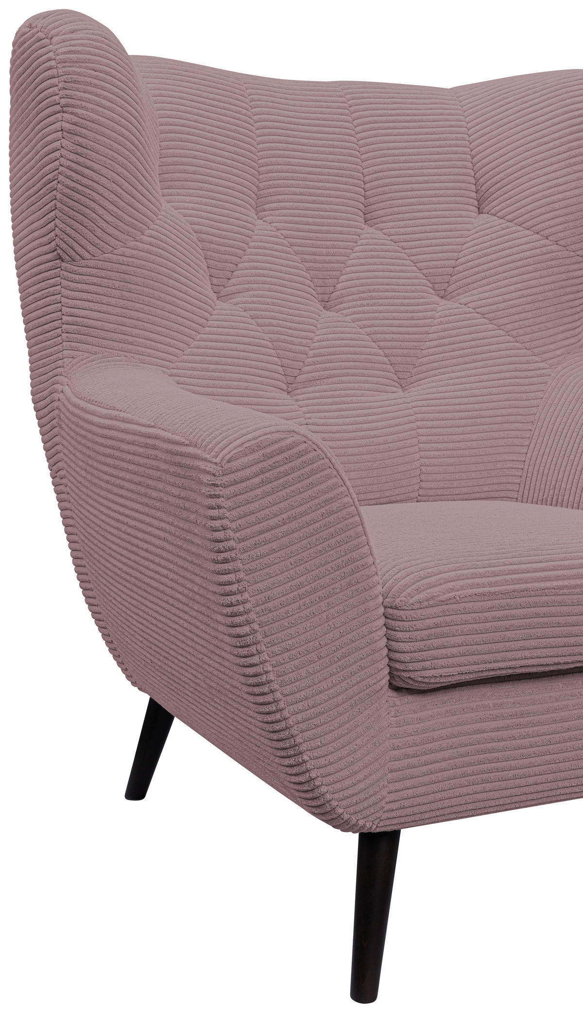 SESSEL in Cord Rosa  - Schwarz/Rosa, Design, Holz/Textil (87/101/95cm) - Stylife