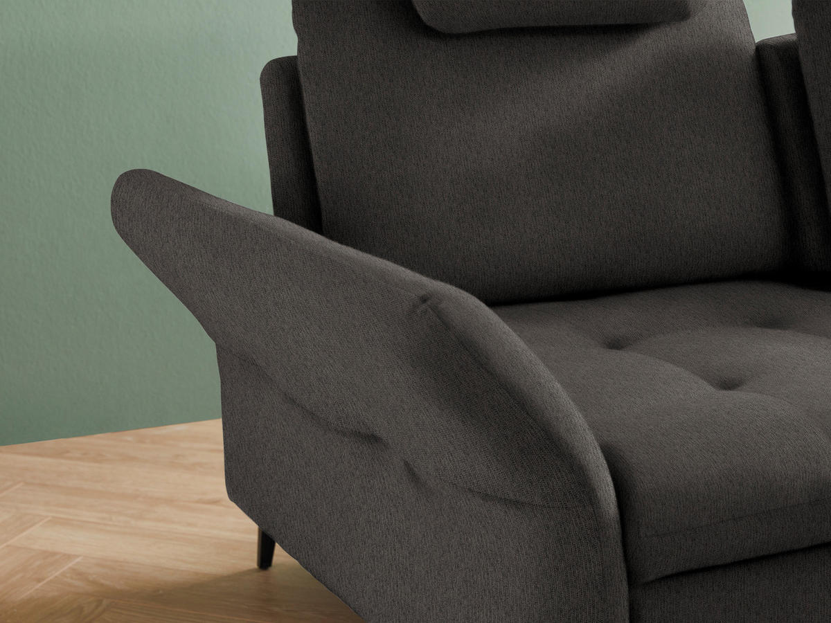 ECKSOFA Graubraun Chenille  - Graubraun/Schwarz, Natur, Textil/Metall (288/233cm) - Valnatura