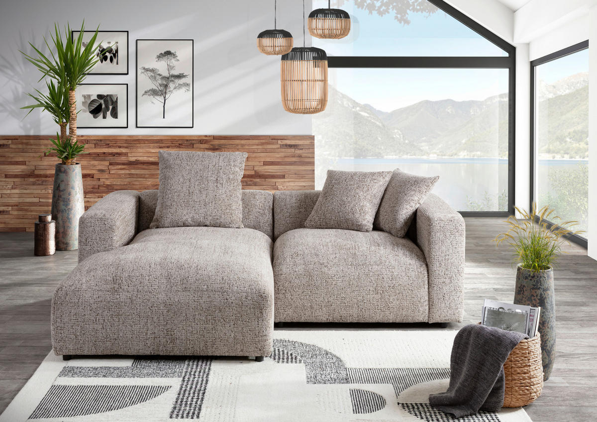 ECKSOFA Braun Chenille  - Creme/Schwarz, MODERN, Kunststoff/Textil (178/231cm) - Carryhome