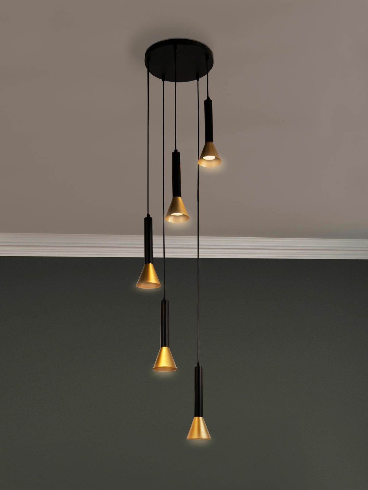 HÄNGELEUCHTE 37/28 cm  - Goldfarben/Schwarz, Basics, Metall (37/28cm)