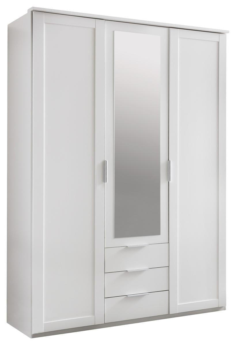 DREHTÜRENSCHRANK 135/211/59 cm 3-türig Weiß  - Silberfarben/Weiß, KONVENTIONELL, Glas/Holzwerkstoff (135/211/59cm) - MID.YOU