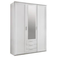 DREHTÜRENSCHRANK 135/211/59 cm 3-türig Weiß  - Silberfarben/Weiß, KONVENTIONELL, Glas/Holzwerkstoff (135/211/59cm) - MID.YOU