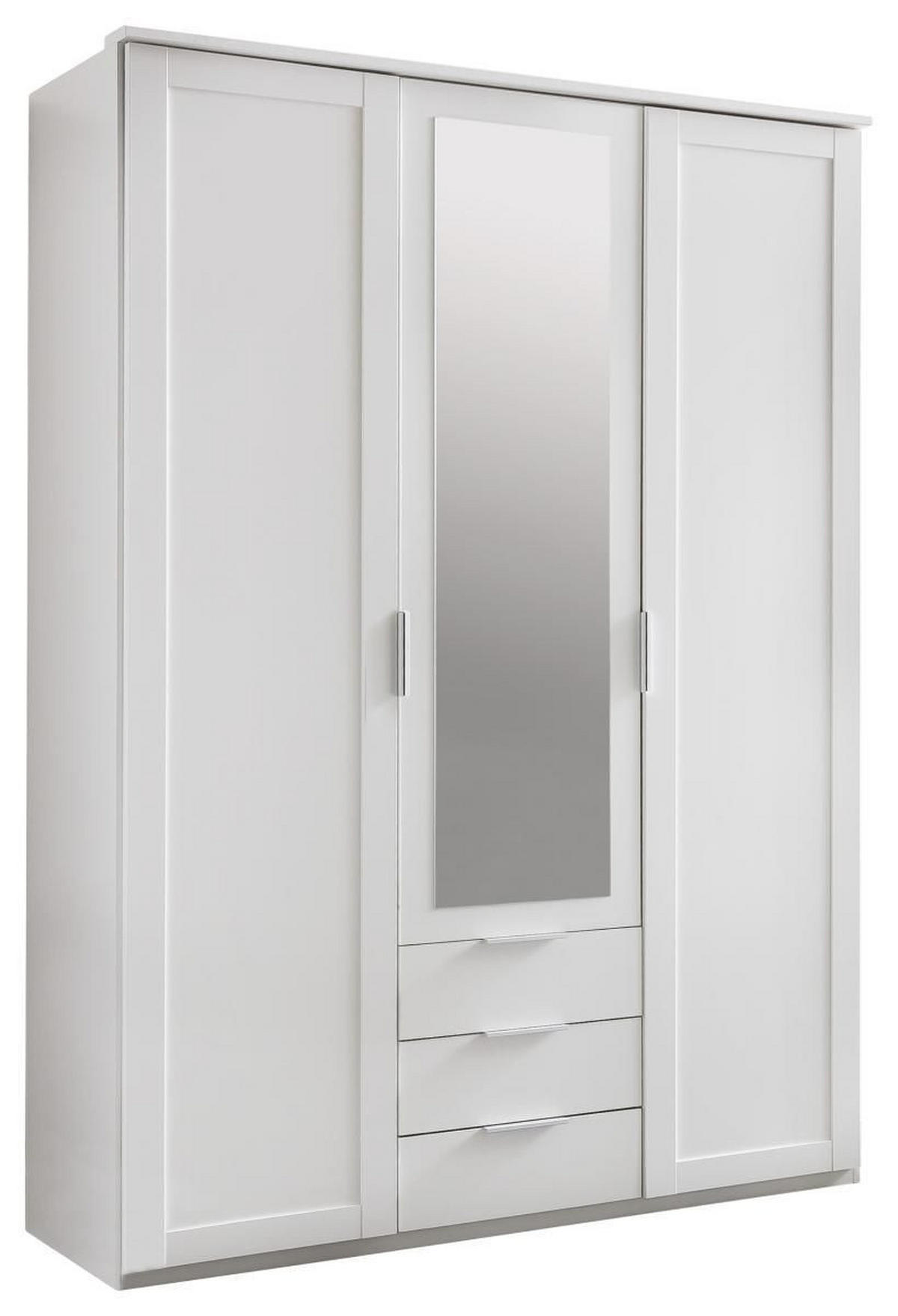 DREHTÜRENSCHRANK 135/211/59 cm 3-türig Weiß  - Silberfarben/Weiß, KONVENTIONELL, Glas/Holzwerkstoff (135/211/59cm) - MID.YOU