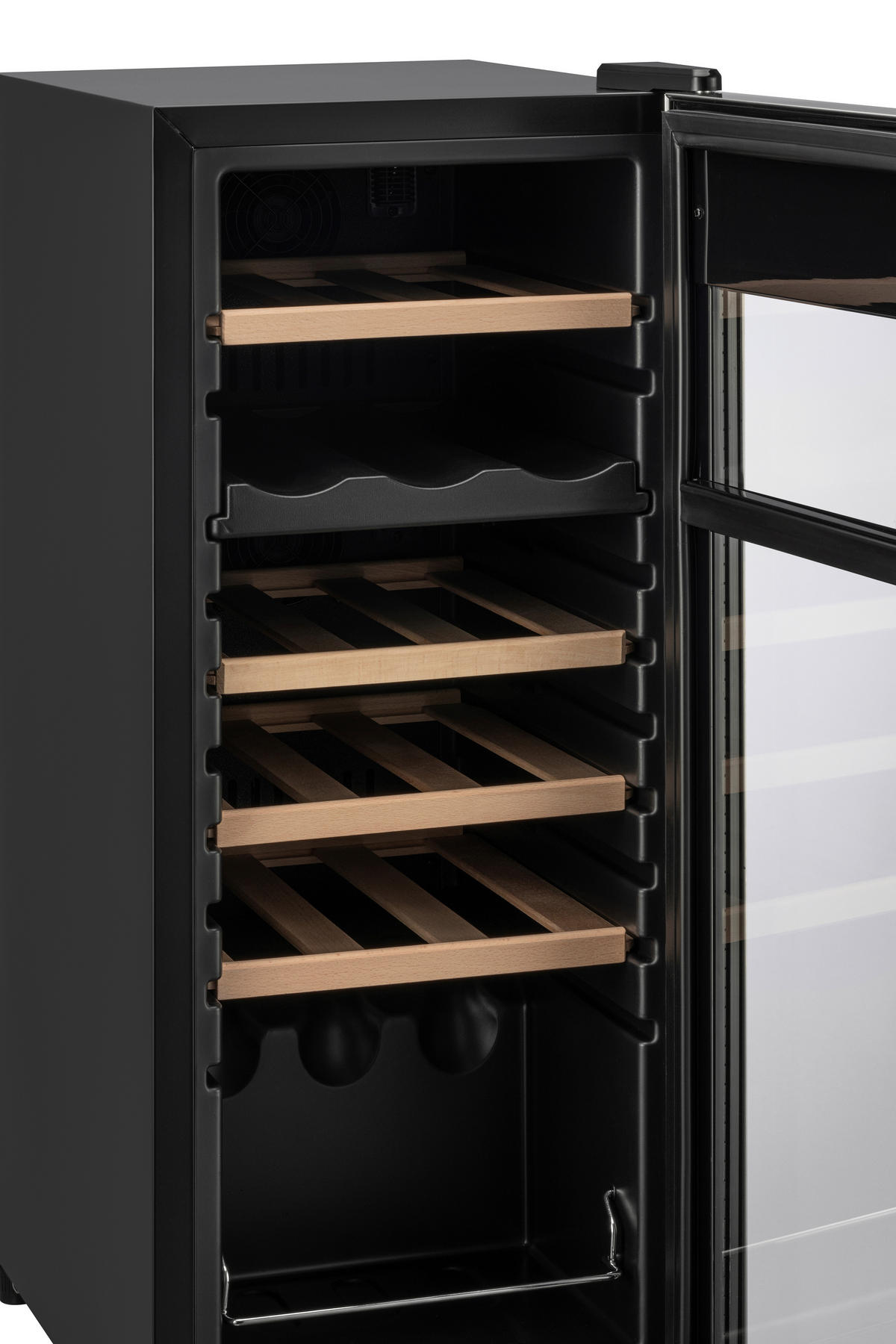 WEINKÜHLSCHRANK  - Edelstahlfarben/Schwarz, Basics, Glas/Holz (34,5/51,6/84,5cm) - Atrigo