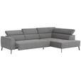 ECKSOFA Grau Feincord  - Schwarz/Grau, Design, Textil/Metall (280/205cm) - Xora