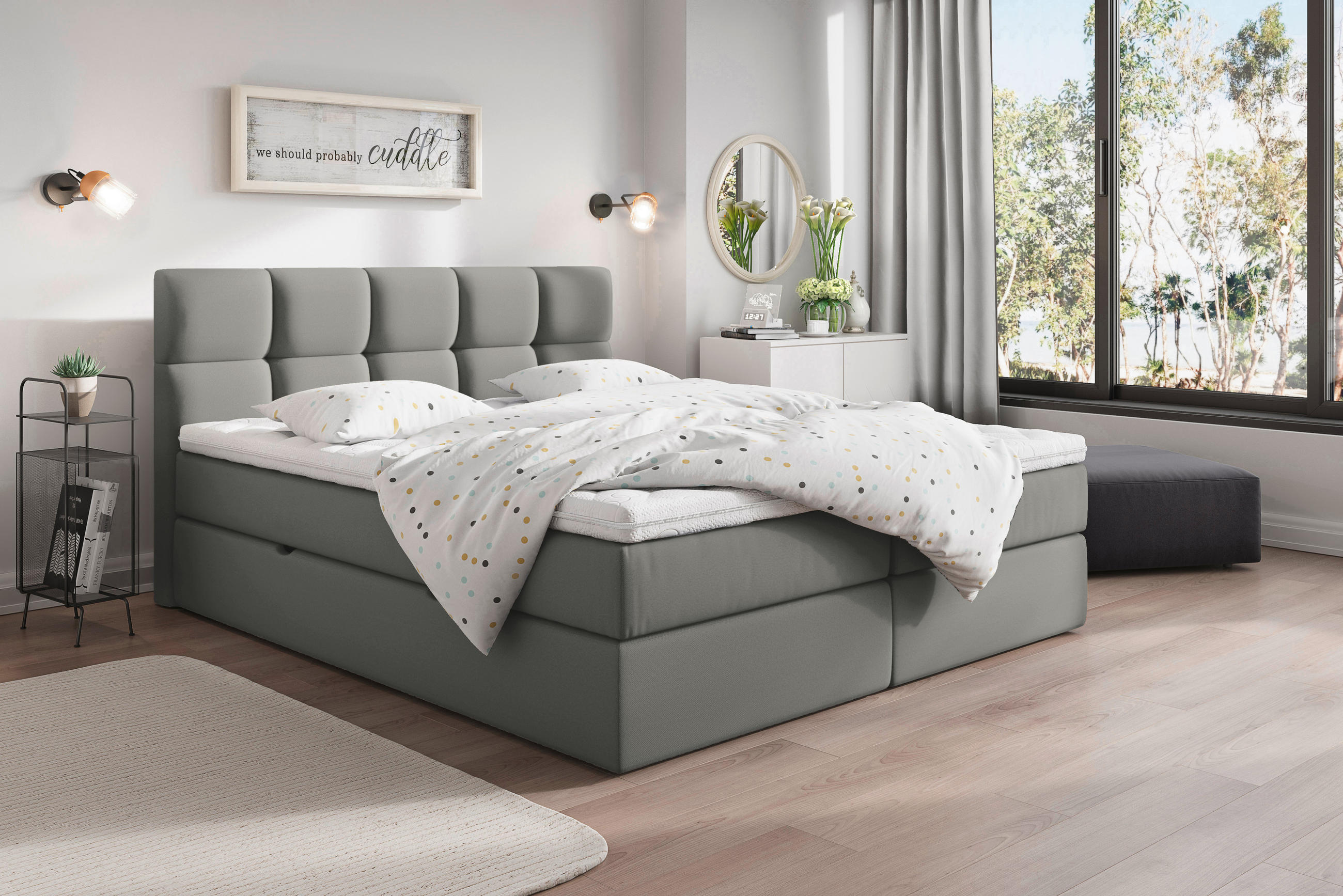 BOXBETT 180/200 cm  in Dunkelgrau  - Dunkelgrau/Grau, LIFESTYLE, Holz/Textil (180/200cm) - Livetastic