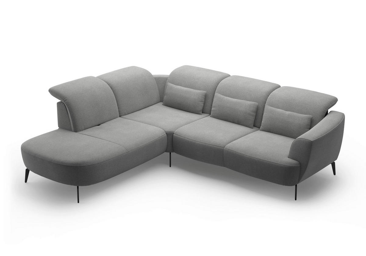 ECKSOFA in Mikrofaser Grau  - Schwarz/Grau, Konventionell, Textil/Metall (267/300cm) - Sit & More