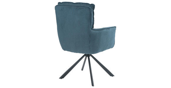 ARMLEHNSTUHL in Eisen Cord - Blau/Schwarz, Design, Textil/Metall (62/95/67cm) - Novel